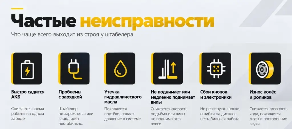 Частые неисправности штабелера Частые неисправности штабелера