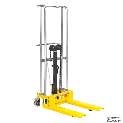 Ручной гидравлический штабелер СМАРТЛИФТ (SMARTLIFT) SDDJS1500 (400 кг; 1,5 м; с вилами и площадкой)